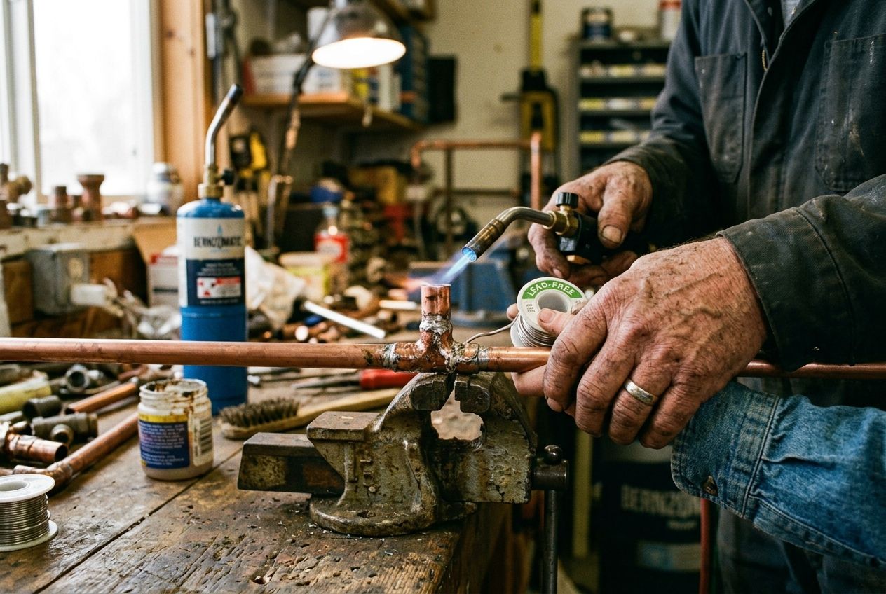 An experienced worker guides an apprentice's hands through a repair.